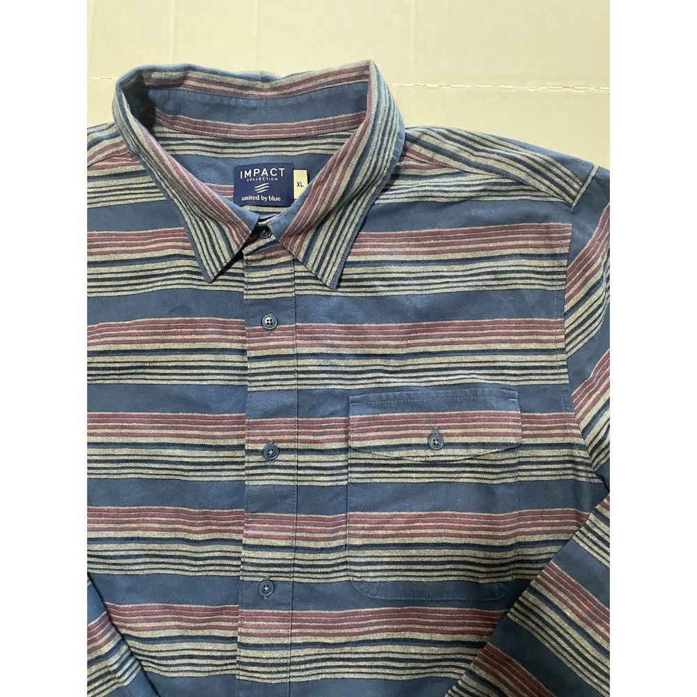 United By Blue Impact Collection Mens XL Striped Long Sleeve Button Down‎ Shirt - Picture 4 of 7